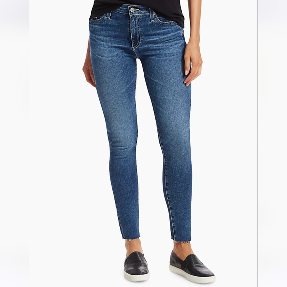 AG Adriano Goldschmied The Farrah Skinny Ankle Raw Hem Jeans Size 27 - Picture 1 of 8